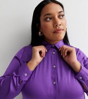 New Look Curves Purple Satin Long Sleeve Shirt